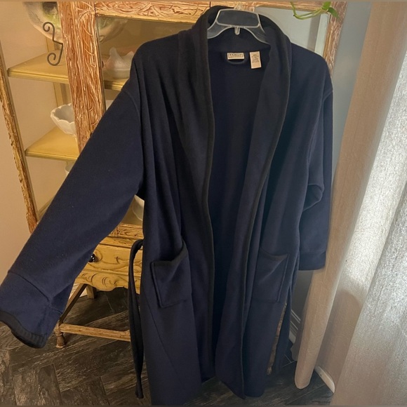 LL Bean Mens Large Tall Vintage Blue Robe - Picture 2 of 6